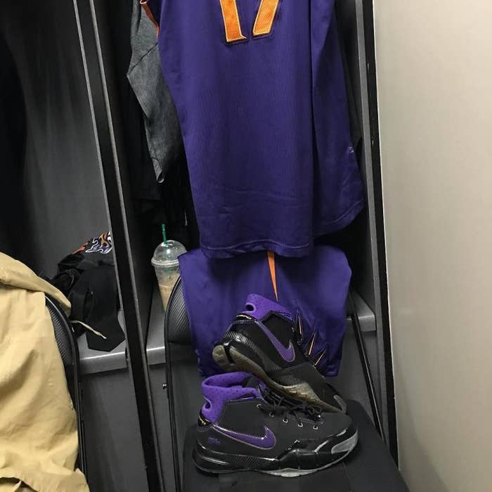 P.J. Tucker Wearing a Black/Purple Nike Zoom Kobe 1 (5)
