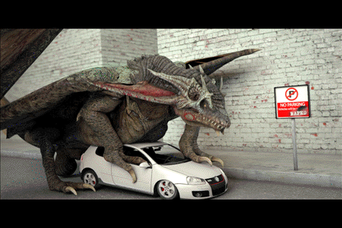 Dragon Caressing Car GIF
