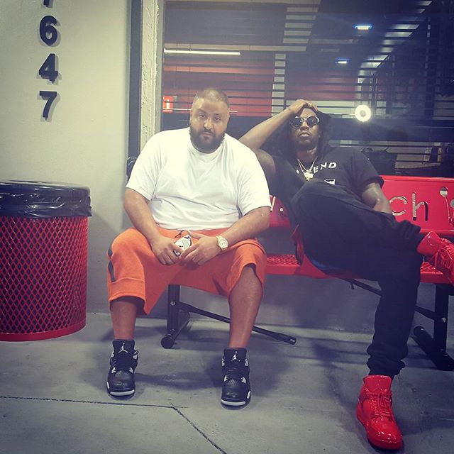 DJ Khaled wearing the &#x27;Oreo&#x27; Air Jordan 4; 2 Chainz wearing the &#x27;Red&#x27; Air Jordan 11Lab4