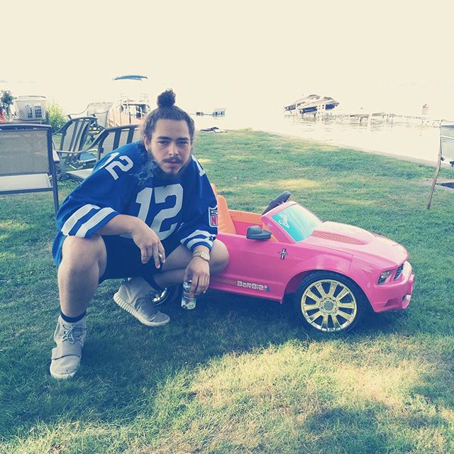 Post Malone wearing the adidas Yeezy 750 Boost