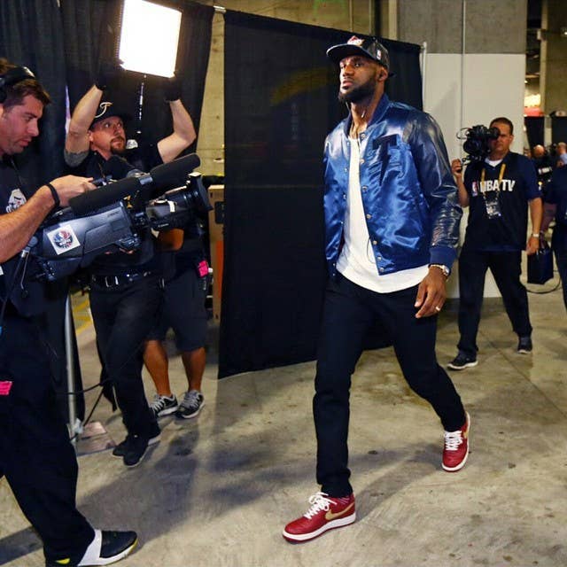 LeBron James wearing the &#x27;LeBron James&#x27; Nike Air Force 1 Low from 2003