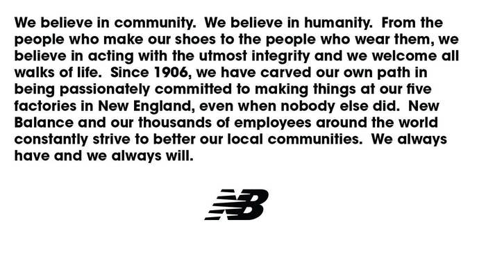 New Balance Trump Statement