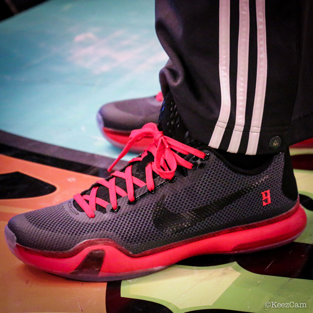 Kia Vaughn wearing a Nike Kobe X 10 Black/Red iD