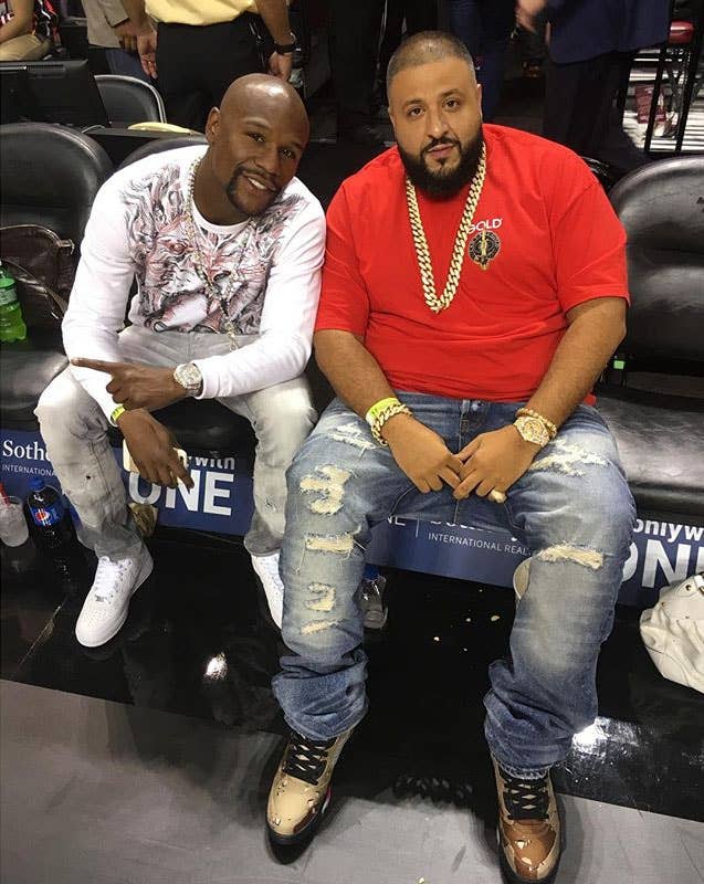 SPOTTED: Floyd Mayweather In Gucci Denim Set And Nike Air Force 1