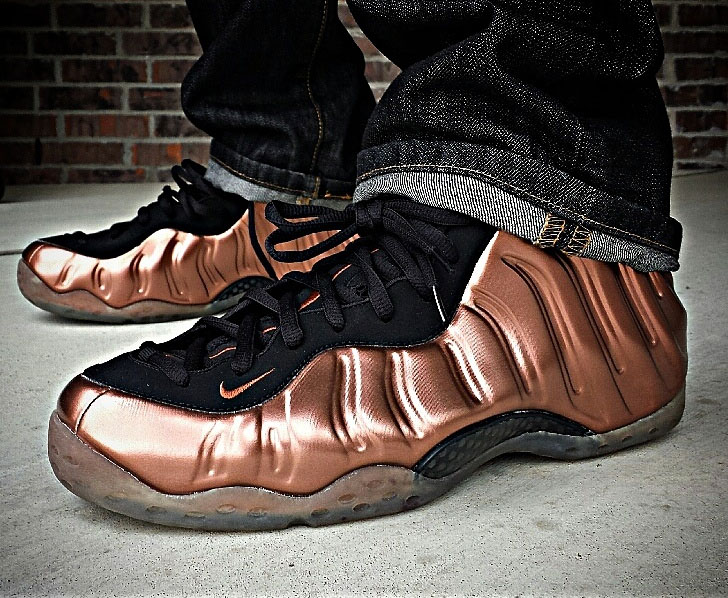 SOLEcial STUDIES wearing the &#x27;Copper&#x27; Nike Air Foamposite One