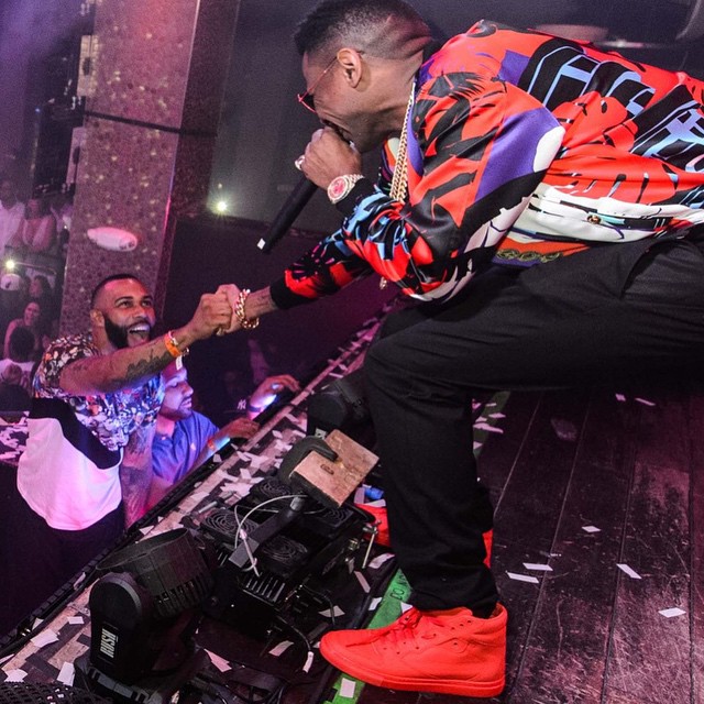 Fabolous wearing &#x27;Red&#x27; Balenciaga Pleated Sneakers