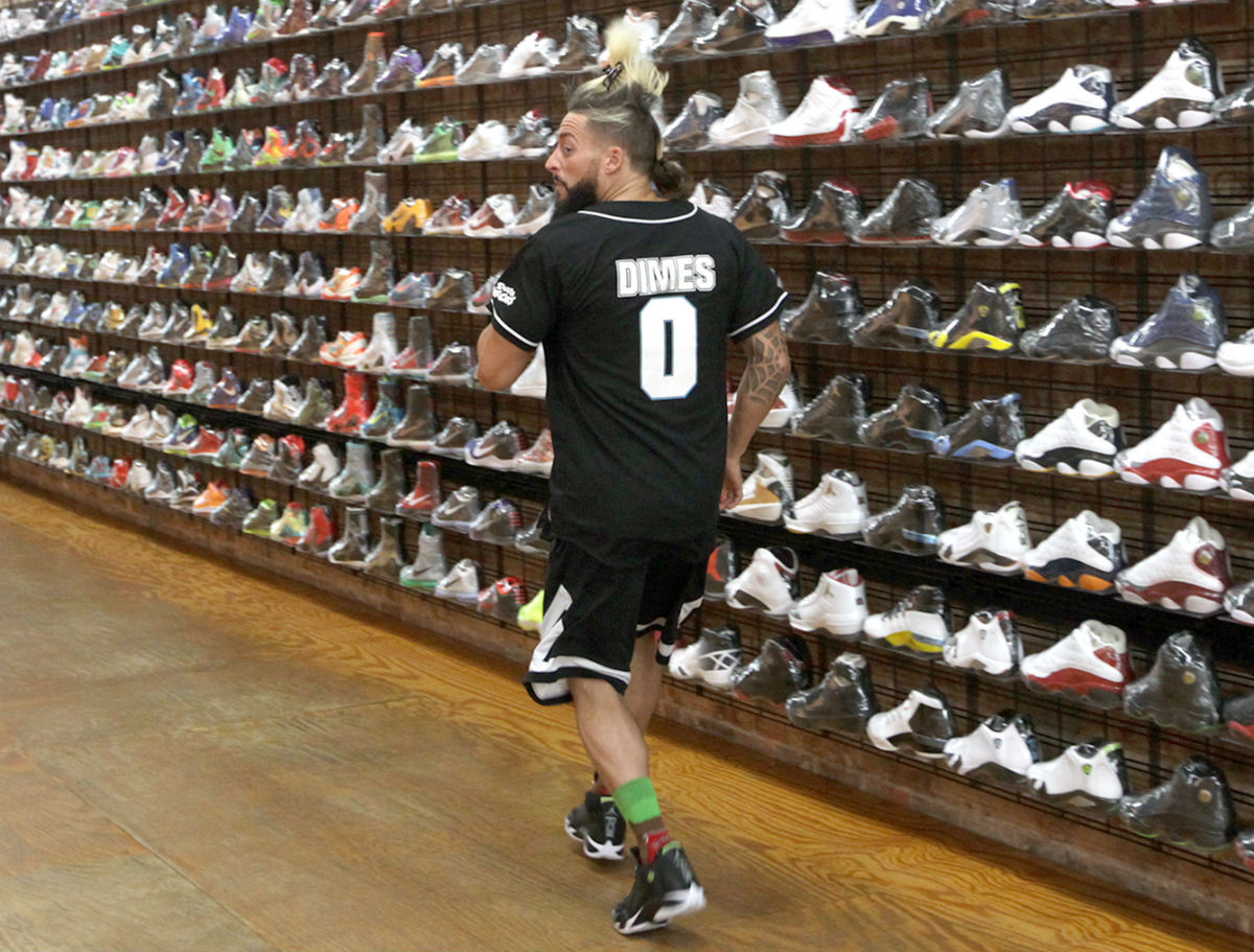 Enzo Amore Wearing the Indiglo Air Jordan 14