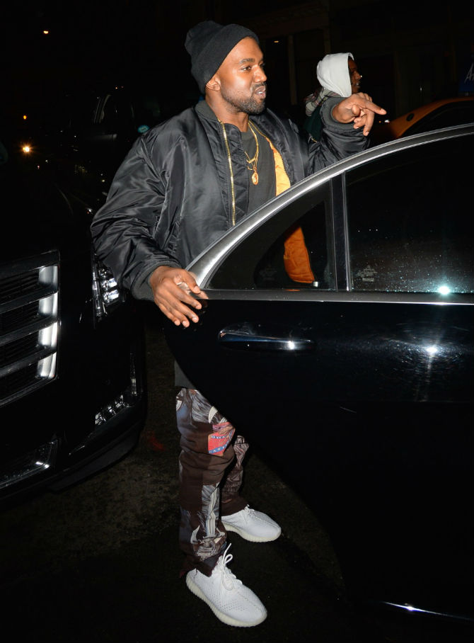 Kanye West Wearing the White Mesh adidas Yeezy 350 Boost
