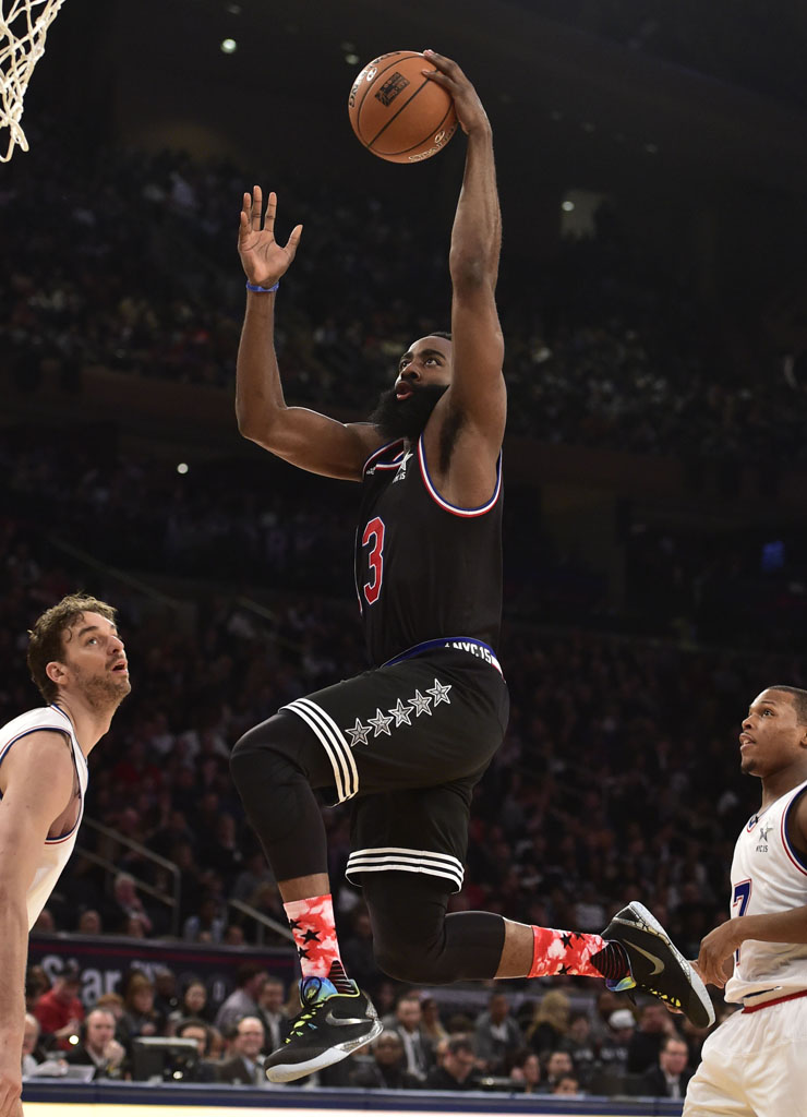 James Harden wearing the &#x27;All-Star&#x27; Nike HyperChase