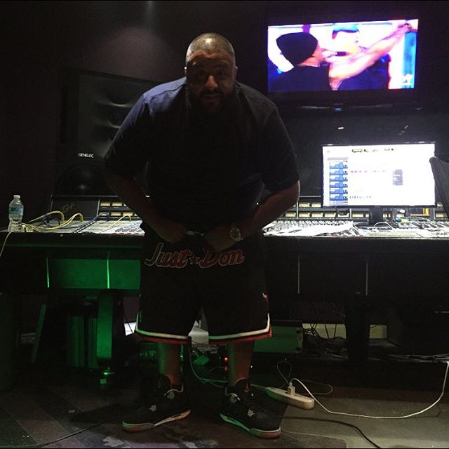 DJ Khaled wearing the &#x27;Bred&#x27; Air Jordan 4