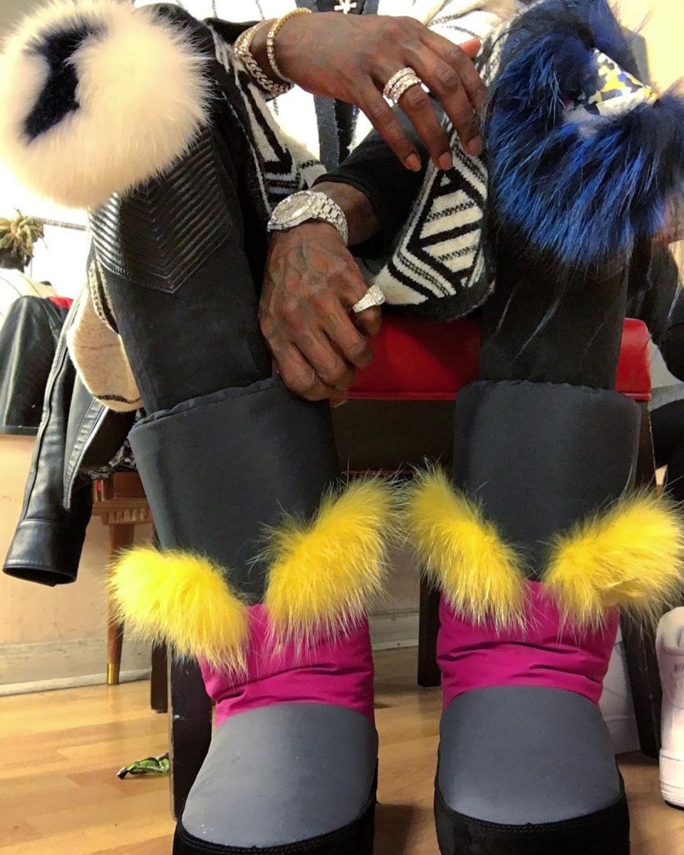 Young Thug wearing Fur Boots