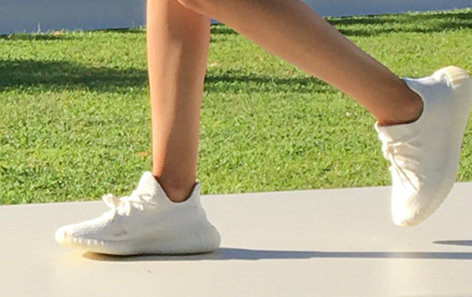 White Yeezy Boosts On Feet