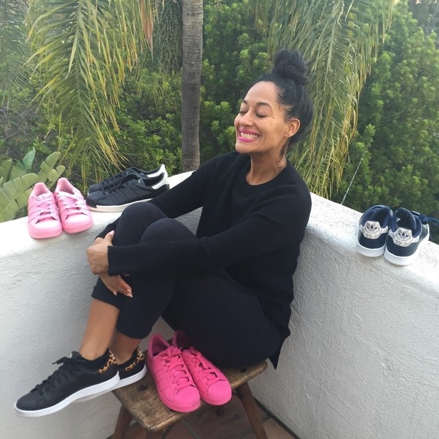 Tracee Ellis Ross wearing the &#x27;Leopard&#x27; adidas Stan Smith