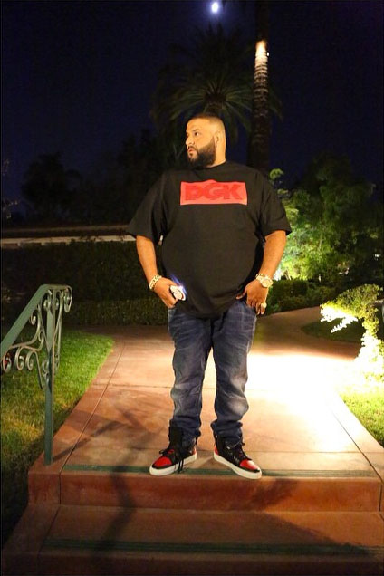 DJ Khaled wearing the &#x27;Bred&#x27; Ronnie Fieg x Buscemi 110mm