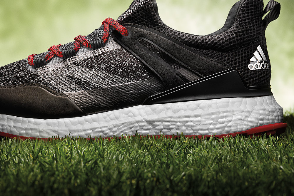 Adidas Crossknit Boost Golf Shoe Black Red Heel