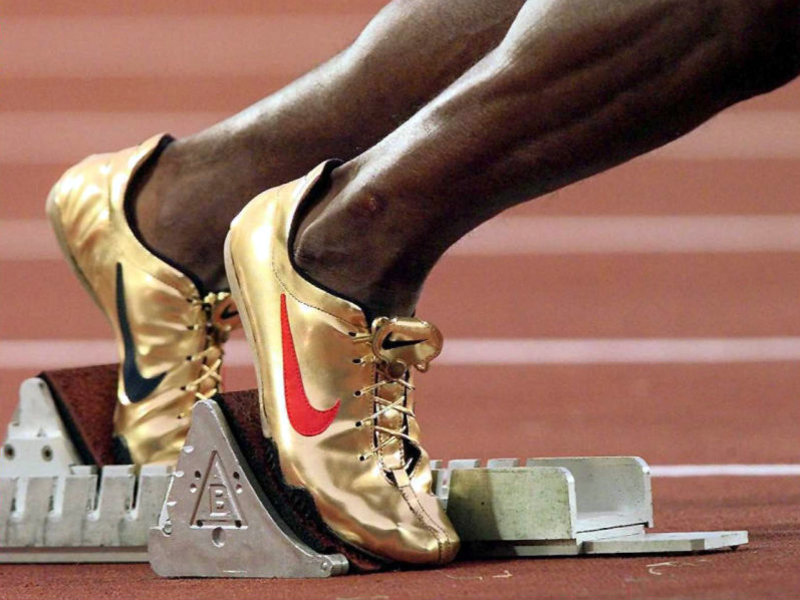 Michael Johnson&#x27;s Gold Nike Shoes