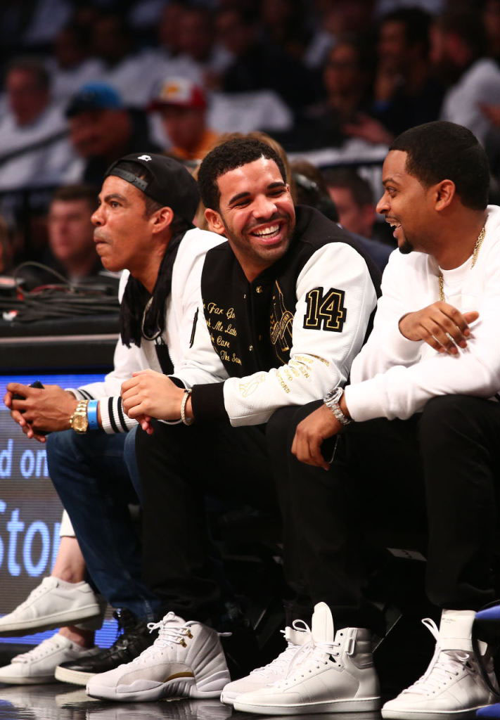 Drake Wearing White &#x27;OVO&#x27; Air Jordan 12 (4)