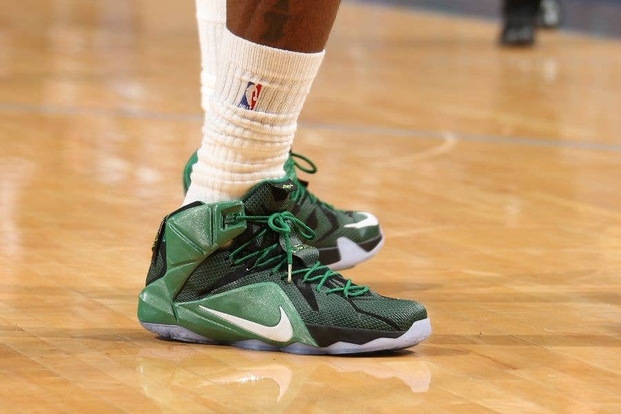 LeBron James wearing a 'Green Week' Nike LeBron 12 PE (1)