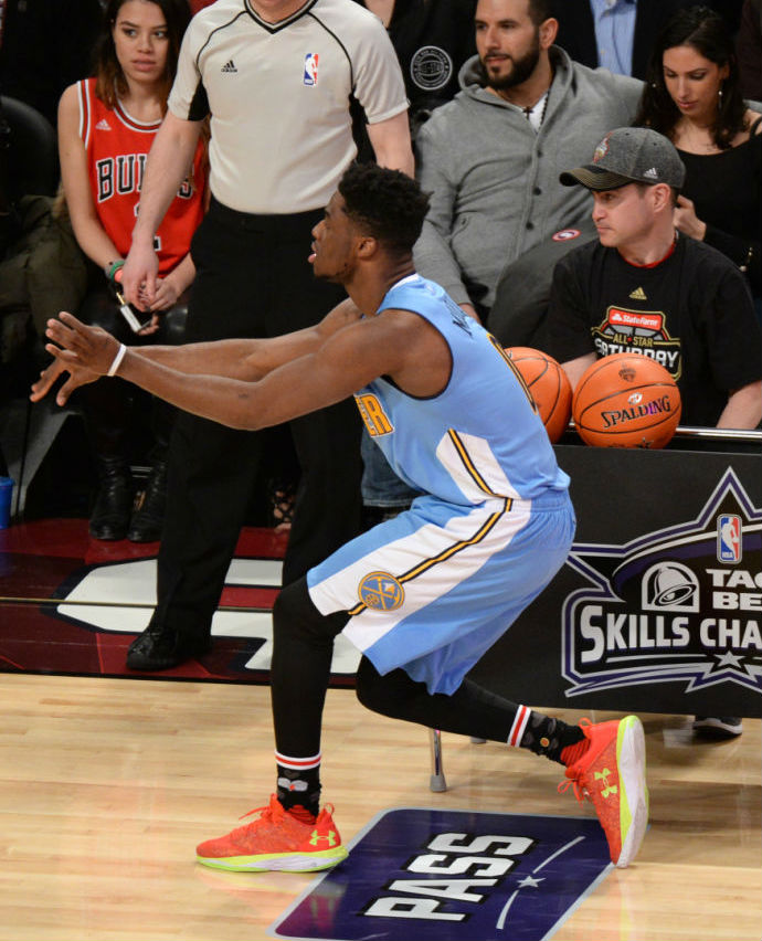 Emmanuel Mudiay Wearing the Under Armour Fire Shot Low