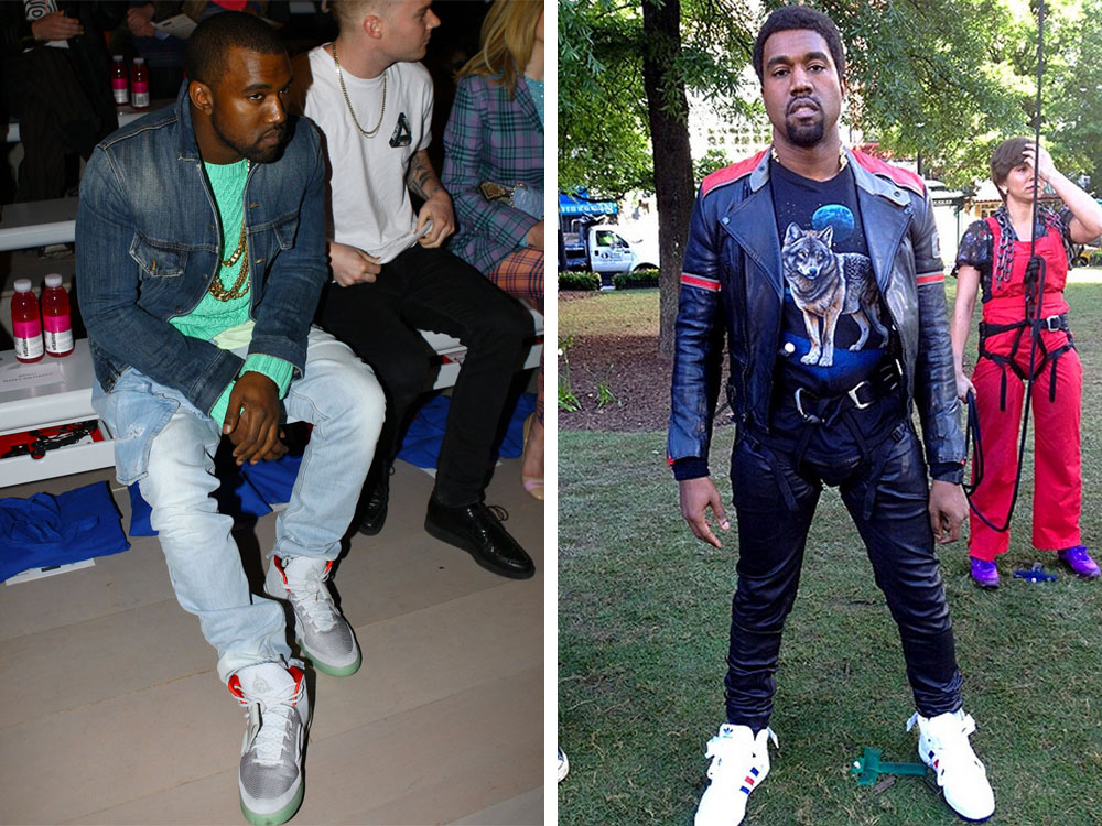 Kanye West wearing Nike &amp; adidas