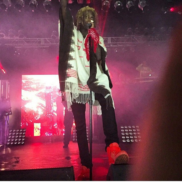 Young Thug wearing the &#x27;Red October&#x27; Nike Air Yeezy 2