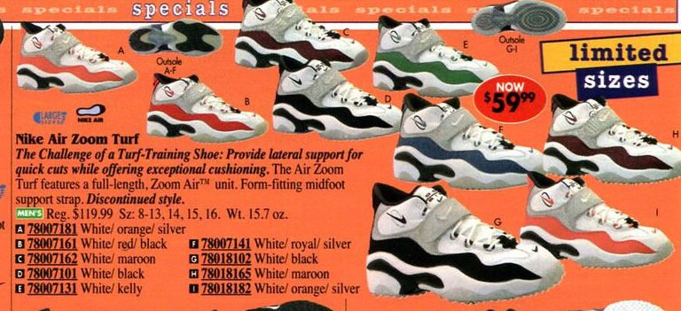 Nike Air Zoom Turf in Eastbay Catalog 1998
