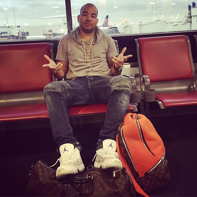 DJ Envy wearing the &#x27;Cobalt&#x27; Air Jordan 11 Low IE