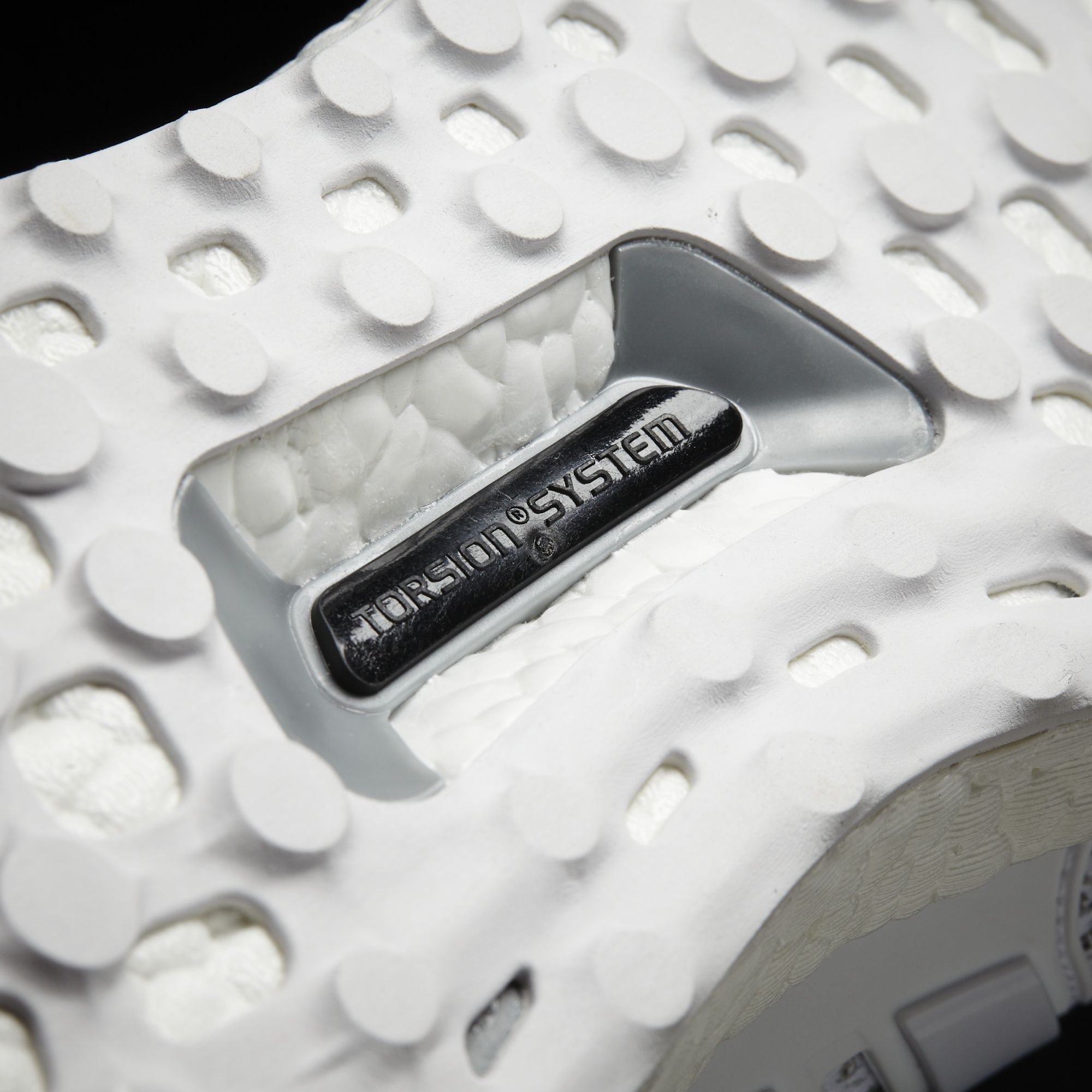 White Adidas Ultra Boost Reflective Sole Detail