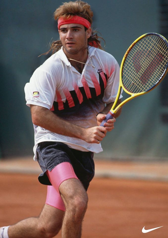 Andre Agassi wearing Denim in the French Open