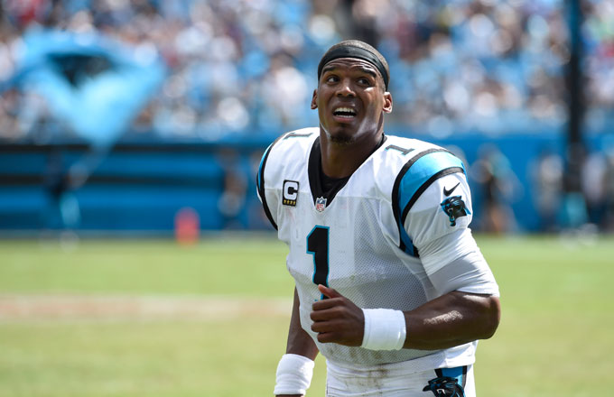 Cam Newton jogs off the field during the Panthers&#x27; Week 2 game against the 49ers.