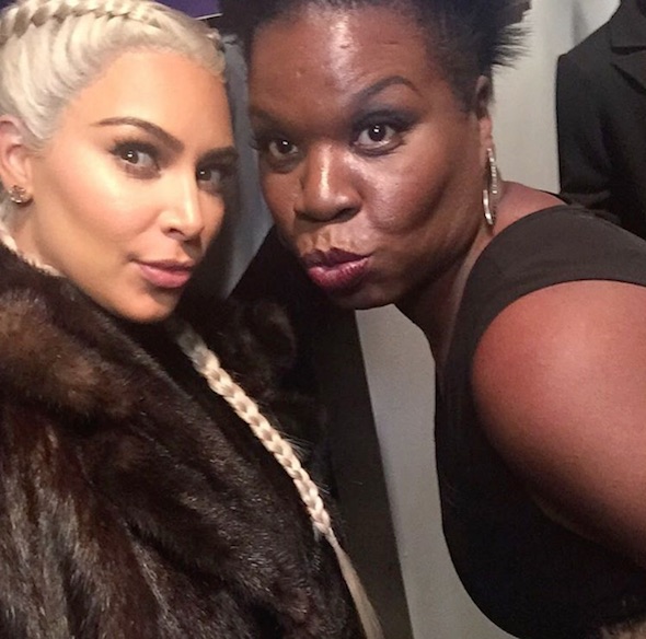 Leslie Jones and Kim Kardashian take a selfie.