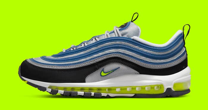Nike Air Max 97 &#x27;Atlantic Blue and Voltage Yellow&#x27; DM0028 400 Lateral