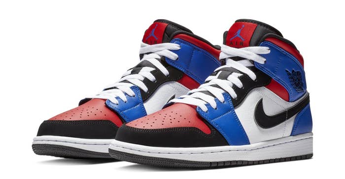Air Jordan 1 Mid &#x27;Blue/Red/White/Black&#x27; 554724 124 (Pair)