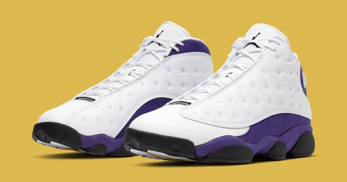 Air Jordan 13 &#x27;Lakers&#x27; White/Black/Court Purple/University Gold 414571 105 (Pair)