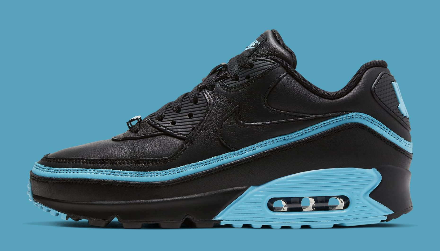 undefeated nike air max 90 black blue fury cj7197 002 lateral