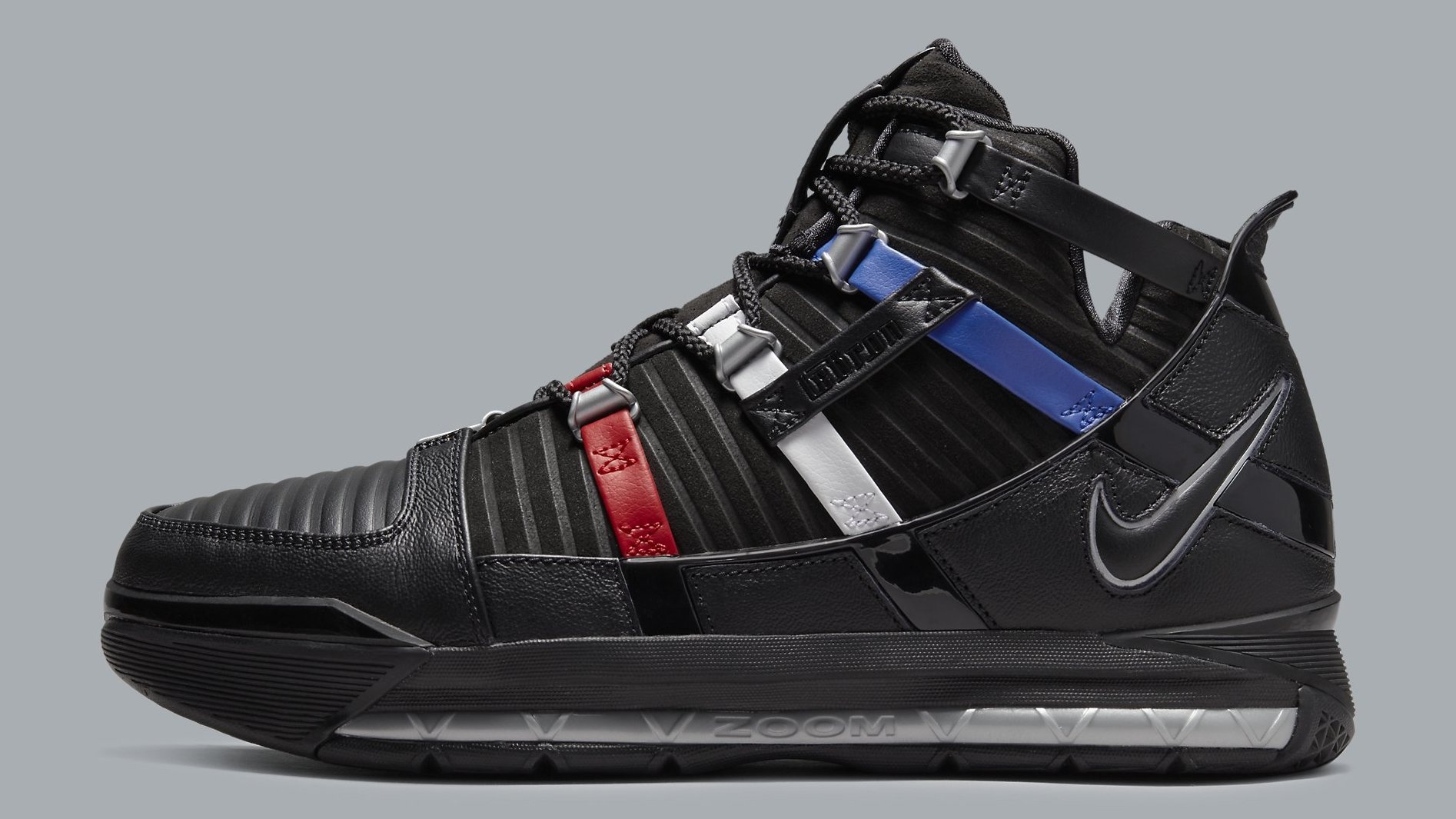Nike LeBron 3 QS Black Red White Blue Release Date DO9354-001 Profile