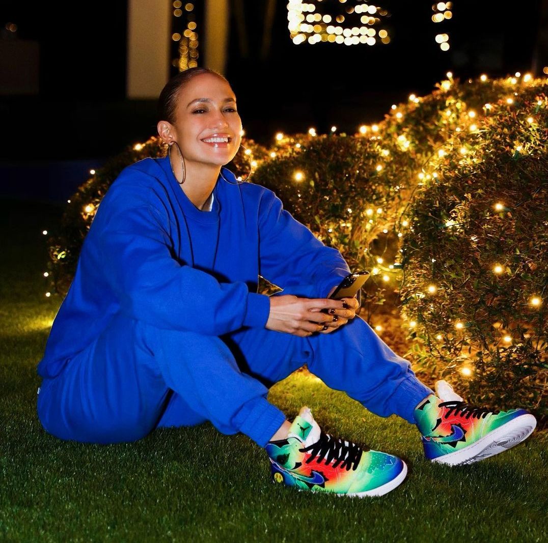 Jennifer Lopez Wearing J Balvin&#x27;s Air Jordan 1 High Collab