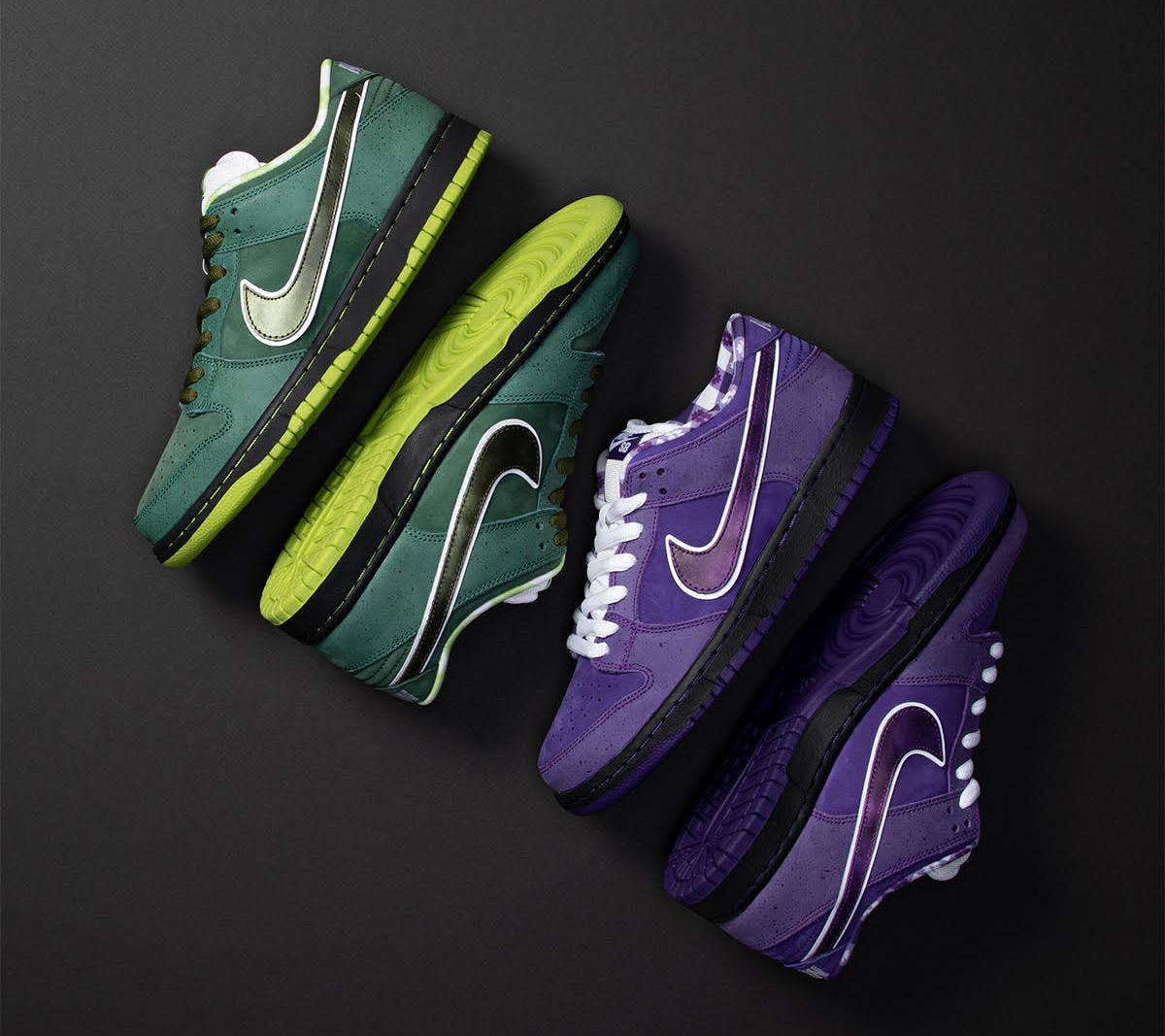 Concepts x Nike SB Dunk Low 'Green Lobster' and 'Purple Lobster'