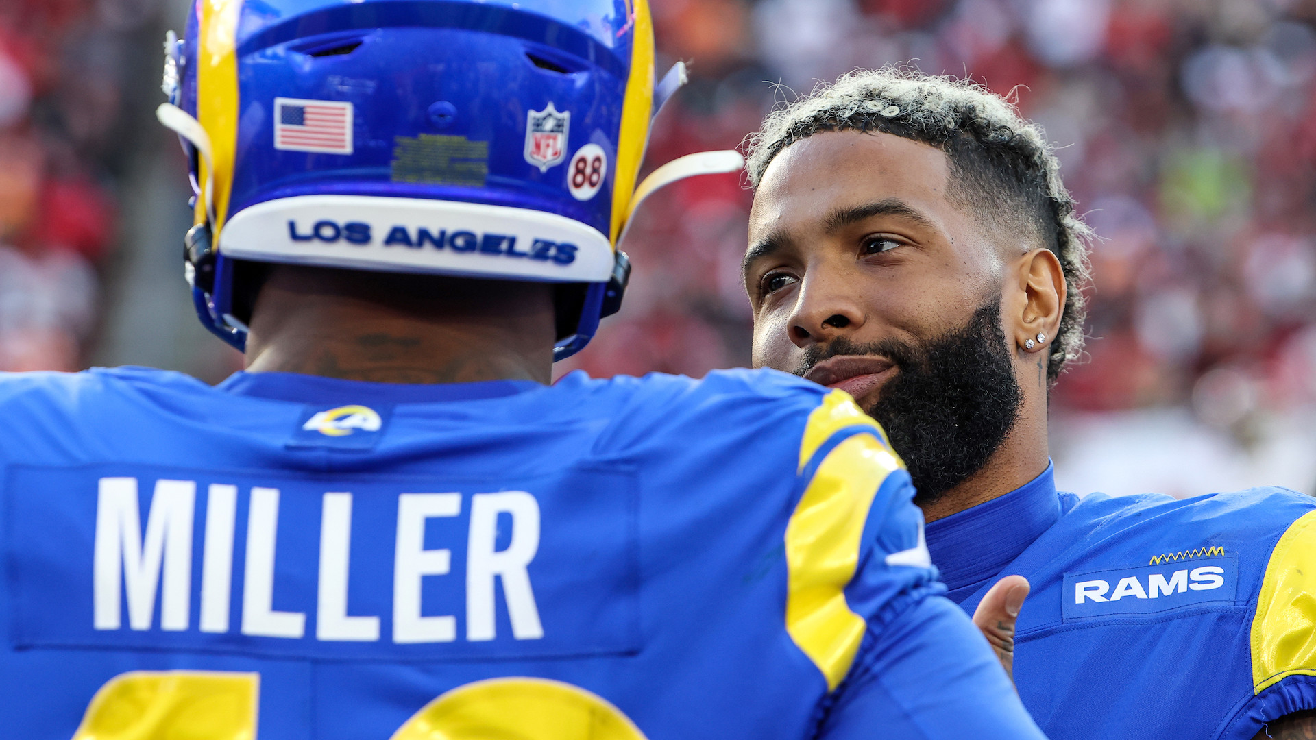 Odell Beckham Jr. and Von Miller during the Los Angeles Rams&#x27; game against the Tamba Bay Buccaneers