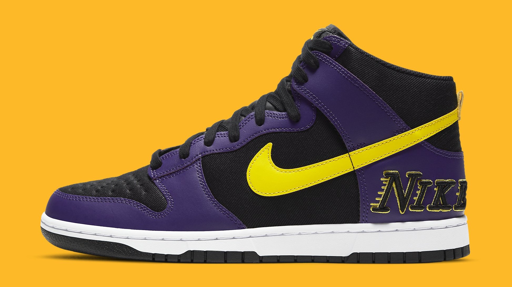 Nike Dunk High PRM EMB &#x27;Lakers&#x27; DH0642-001 Lateral