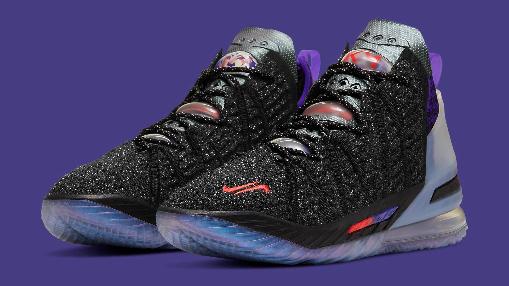 Nike LeBron 18 Mens Basketball Shoe Purple Black Free Shipping