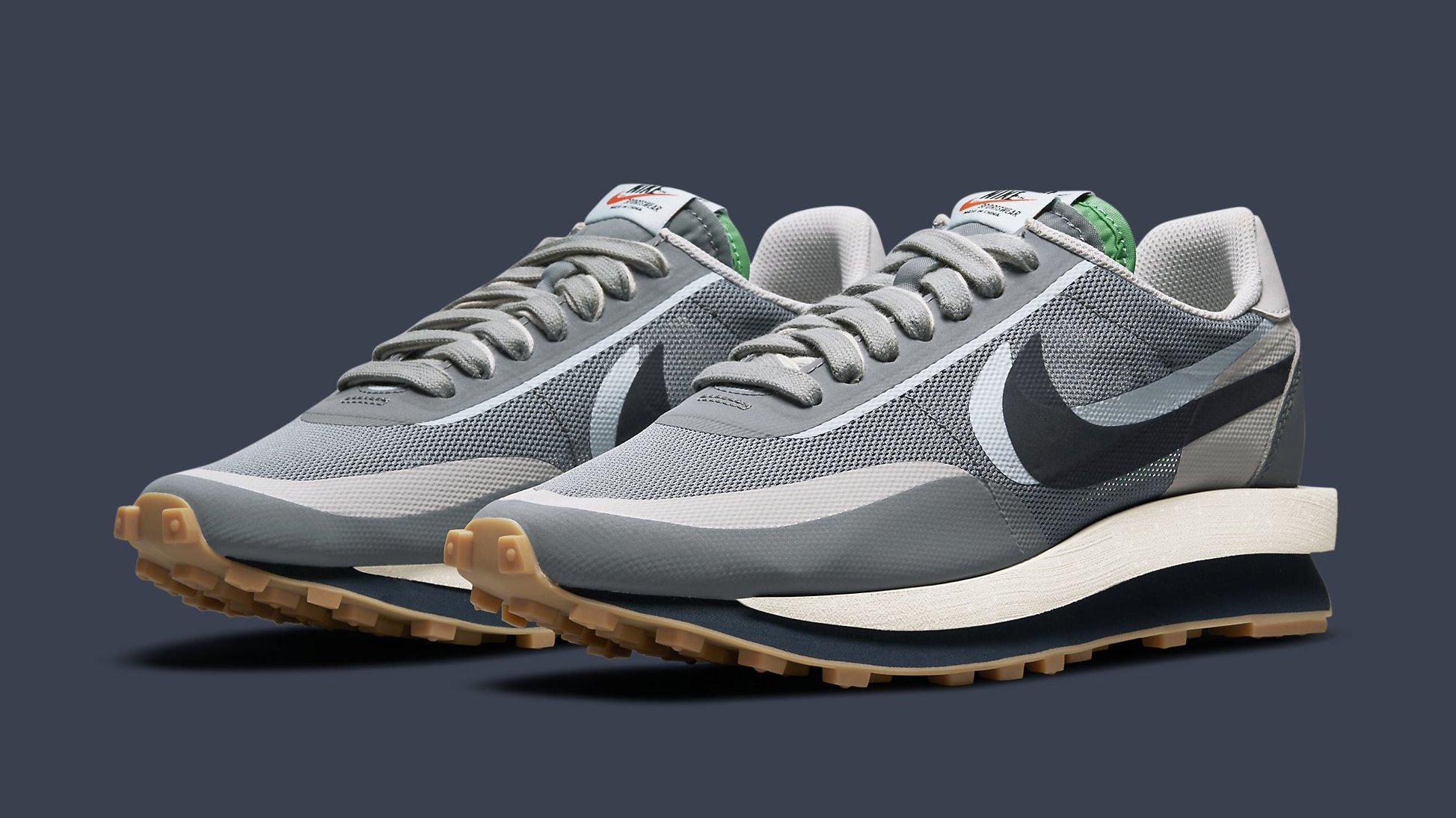 Clot x Sacai x Nike LDWaffle 'Cool Grey' Is Releasing on SNKRS