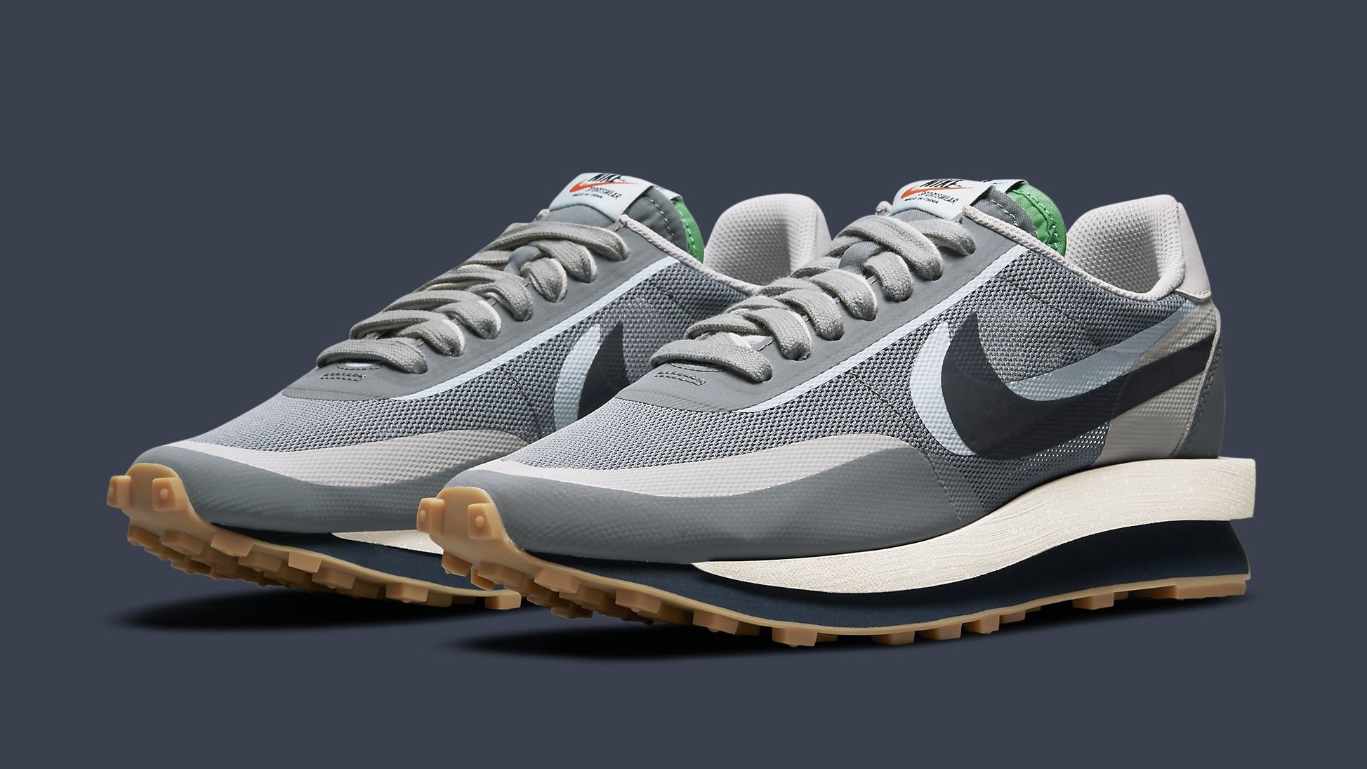 Clot x Sacai x Nike LDWaffle 'Cool Grey' Is Releasing on SNKRS 