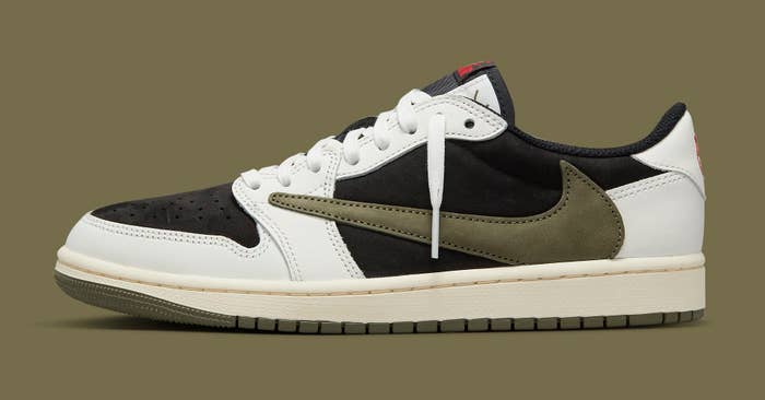 Travis Scott x Air Jordan 1 Low Women&#x27;s &#x27;Olive&#x27; DZ4137 106 Lateral