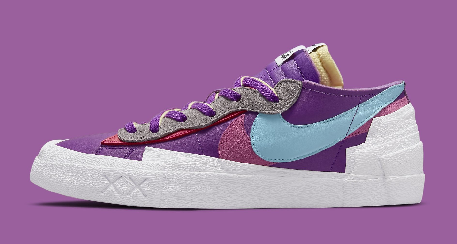 Kaws x Sacai x Nike Blazer Low &#x27;Purple&#x27; DM7901 500 (Lateral)