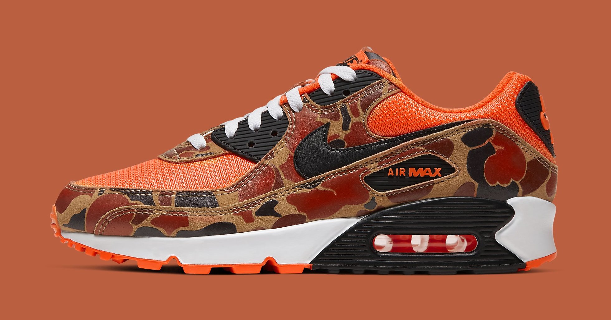 Nike Air Max 90 &#x27;Orange Camo&#x27; CW4039 800 Lateral