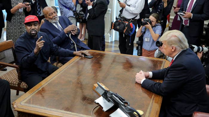 Kanye West and Donald Trump in Oval Office