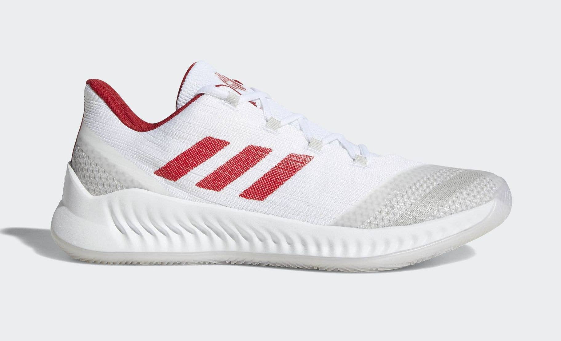 Adidas Harden B/E 2 'White/Red' (Lateral)