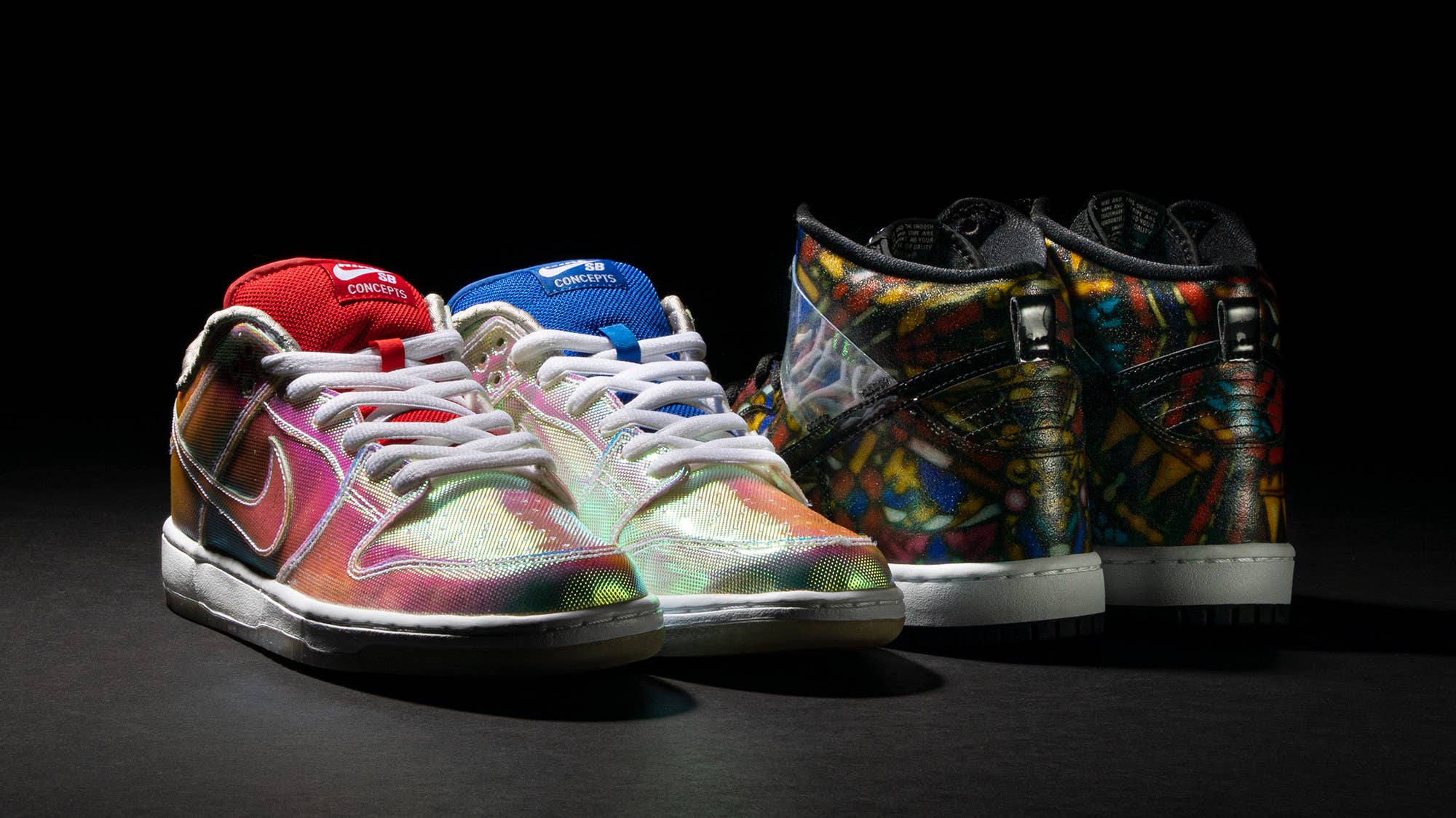 Concepts x Nike SB Dunk High 'Stained Glass' and SB Dunk Low 'Holy Grail'