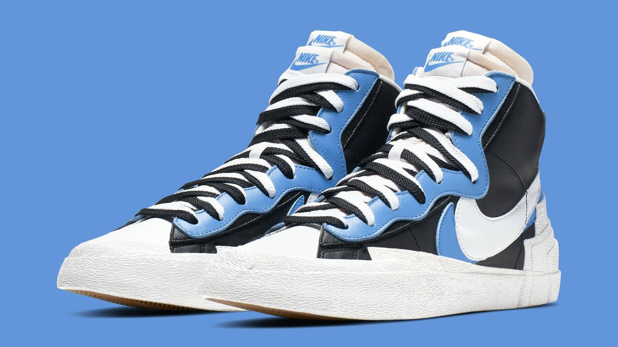 Sacai x Nike Blazer High 'Black/White/University Blue/Sail' BV0072 001 (Pair)